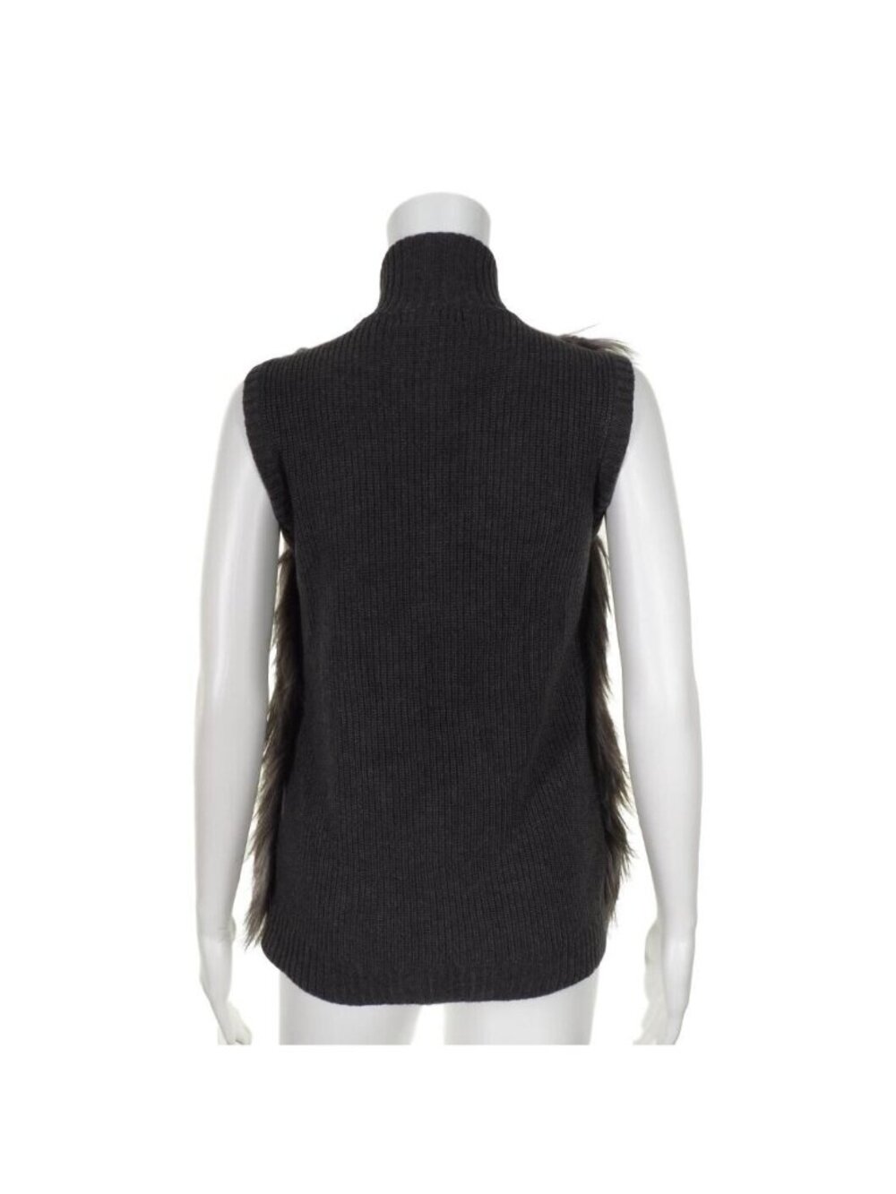 Calvin Klein Vest Faux Fur Size XS Womens Sweater Metal Closures Gray Mock Tunic - Picture 6 of 11